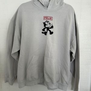 HAPPY FELIX THE CAT HOODIE RETRO FADED XL GREY